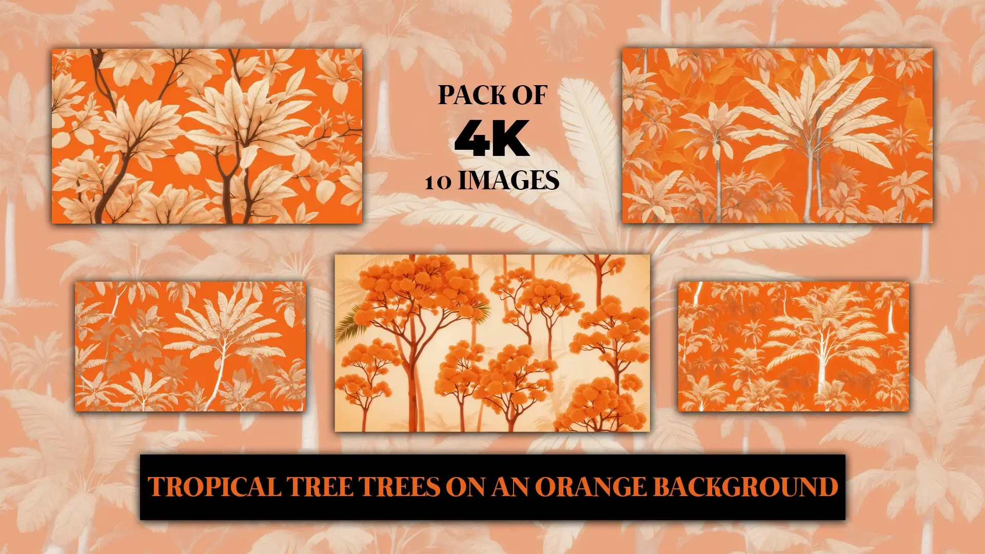 Vibrant Orange Tropical Tree Design Background Pack for Nature Projects